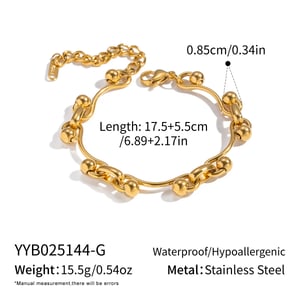 Bracelet à maillons ronds de forme irrégulière en acier inoxydable doré h5