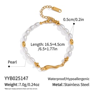 Bracelet en acier inoxydable doré avec perles (1 pièce) h5