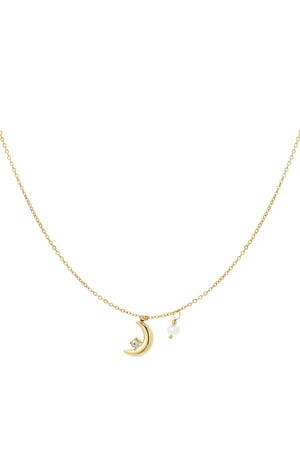 collana luna con perla - acciaio inossidabile colore oro h5