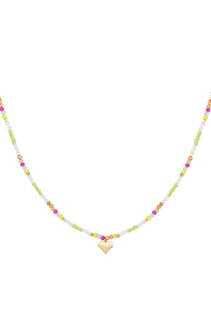 Colorful beaded necklace with heart charm - fuchsia/multi h5 