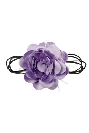 Necklace ribbon with flower and pearls h5 