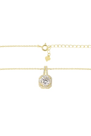 Halskette mit quadratischem Stein – Goldfarbe - Goldfarbefarbe h5 Bild6