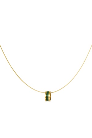 Halskette mit farbigem Anhänger – Goldfarbe/Schwarz h5 
