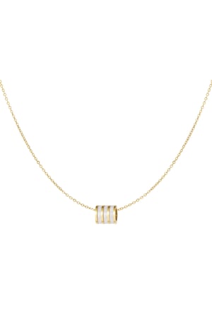 Necklace round charm - Gold color/pink h5