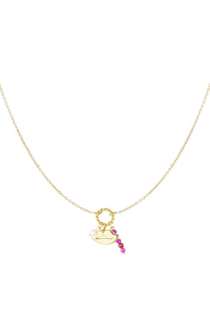 Necklace mouth with beads - Gold color/purple h5