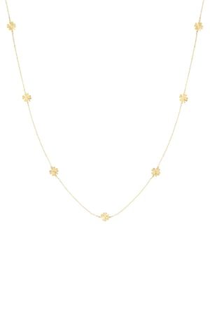 Lange Kleeblatt-Halskette – Goldfarbe - Goldfarbefarbe h5 