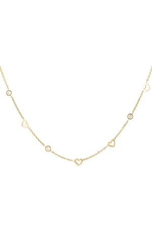 Necklace with heart and diamond charms - stainless steel   (Pack with plastic bag) h5