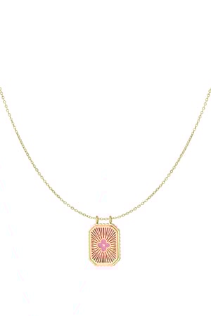 Halskette mit farbigem Blumenanhänger – Grüngold h5