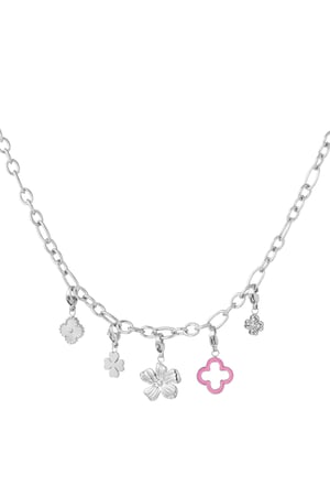 necklace with clover and flower charms h5