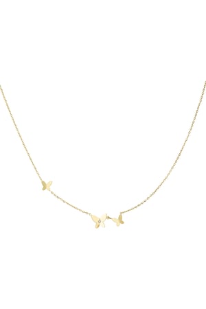 Classic necklace with three butterfly charms - Silver Color color h5 