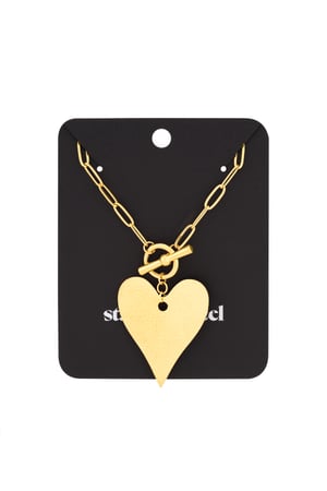 Lange Gliederkette großes Herz – Goldfarbe  - Goldfarbefarbe h5 Bild3