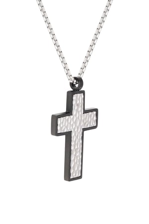 Necklace with structured charm cross - Silver Color color h5 Picture2
