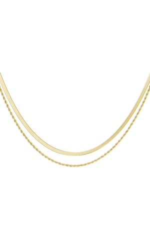 Doppelte Halskette „Flat and Chain“ – Goldfarbe - Goldfarbefarbe h5 