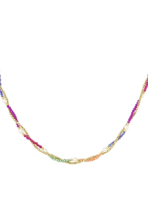 Twisted Beaded Necklace - Pink & Brown h5