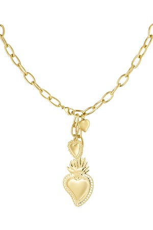 Charm-Halskette großes Herz - Goldfarben h5 