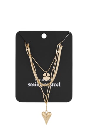 three-layer necklace clover and heart h5 Picture3