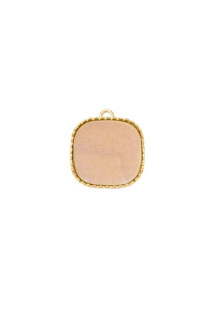 Charm stone with edge - pink/Gold color h5 