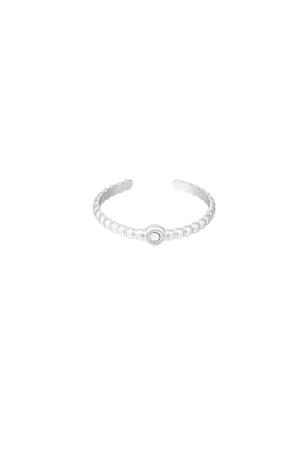 Ring sprudelnd mit Stein - silber/weiß h5 