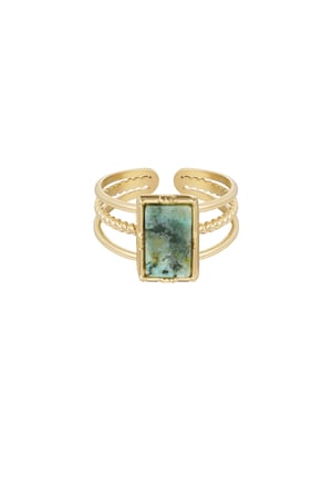 Ring three-layer rectangular stone - Gold color/fuchsia h5