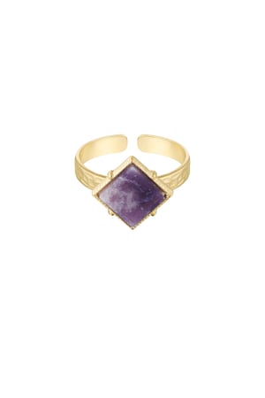 Ring diamond stone - Gold color/green h5