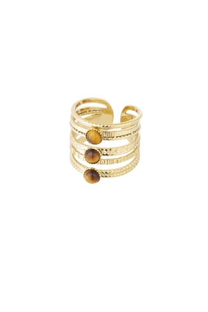 Ring three-layer stone - Gold color/green h5