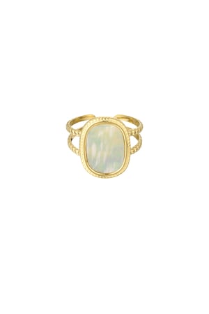 Ring rectangular stone - Gold color/pink h5 