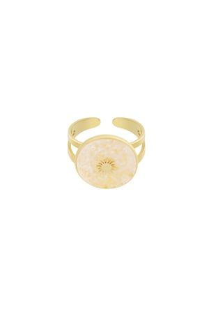 Round natural stone ring with sun h5