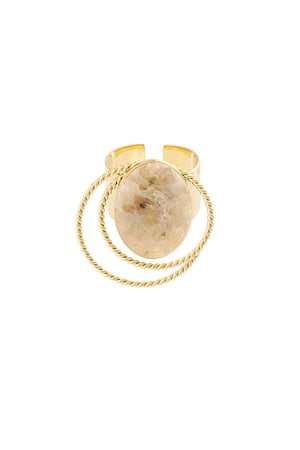 Ring stone with circles - Gold color/green h5