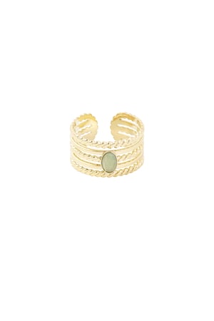 Ring with stone - green / Gold Color  h5
