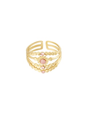 Ring vierlagig mit Steinen - Goldfarbe/Schwarz/Weiß h5 
