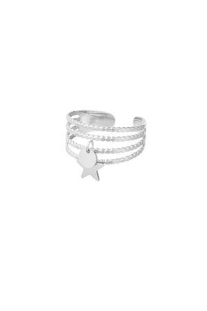 Ring stripes with charms - Silver Color color h5