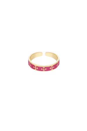 Ring bunter Aufdruck - Goldfarbe/Grün h5 