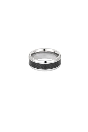 Men's ring zigzag - Silver color/black h5 