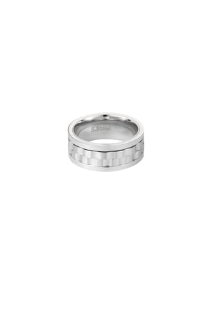 Men's ring ribbed - Silver Color color h5 