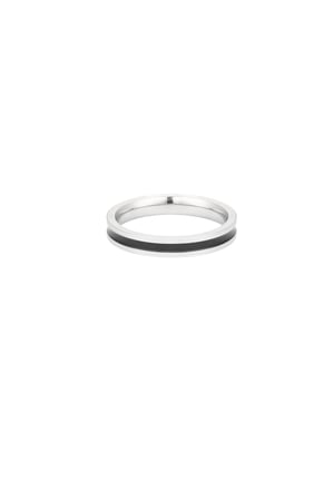 Herrenring dünne Linie - Silber/Schwarz h5 