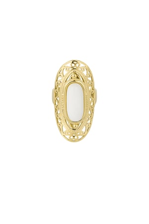 Statement-Ring großer Stein – Goldfarbe - Goldfarbefarbe h5 