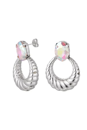 orecchini twist con pietra - acciaio inossidabile verde e colore oro h5
