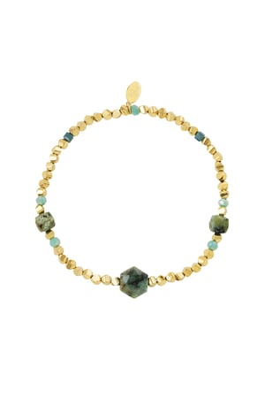 Perlenarmband verschiedene Perlen - grün & goldfarbener Edelstahl h5 