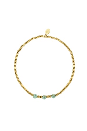 Armband 3 große Perlen - Goldfarbe/weißer Stein h5