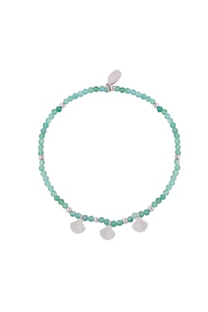 Perlenarmband mit Muschelanhängern – grüner und silberfarbener Edelstahl h5 