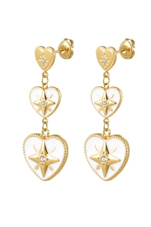 Ring three hearts in a row - Gold color/white (Pack with plastic bag) h5 