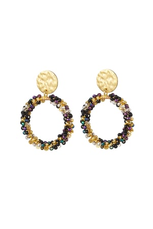 Earrings happy beads - black/Gold color Stainless Steel h5 