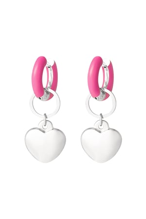 orecchino anello colorato con cuore rosa h5 