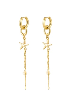 orecchini stella marina con catena - acciaio inossidabile color colore oro h5 