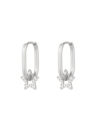 Earrings elongated with star - silver color Stainless Steel h5