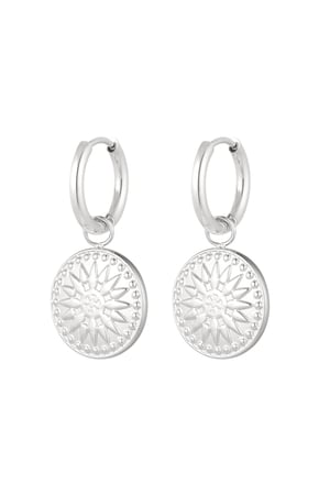 Earrings round coin - Silver Color color h5 