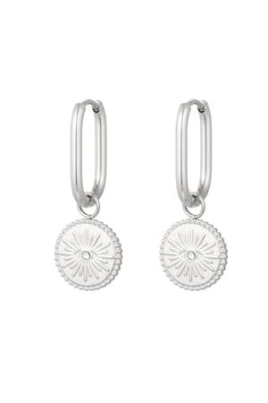 Earrings oblong with eye coin - Gold Color Stainless Steel h5