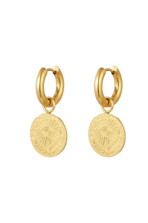 Earrings eye coin - Gold Color Stainless Steel h5 