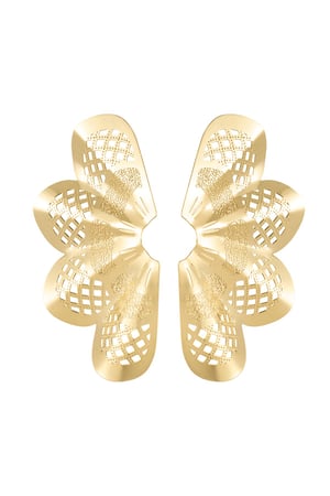 Orecchini a bottone mezzo fiore con stampa - Rame dorato h5 