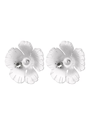 Flower stud earrings - silver color Alloy h5